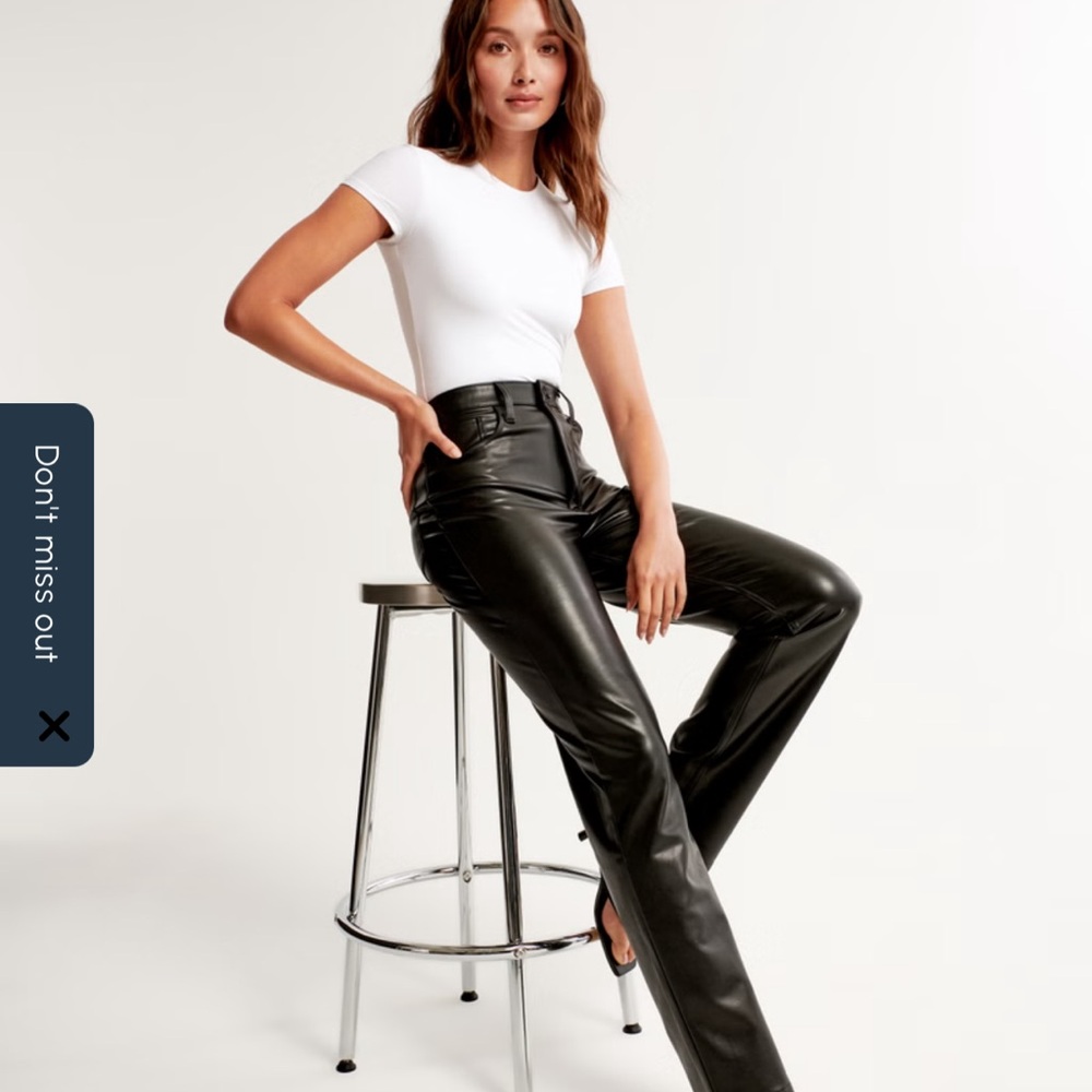 Abercrombie Black vegan Leather Pants- 90s Straight Ultra high rise